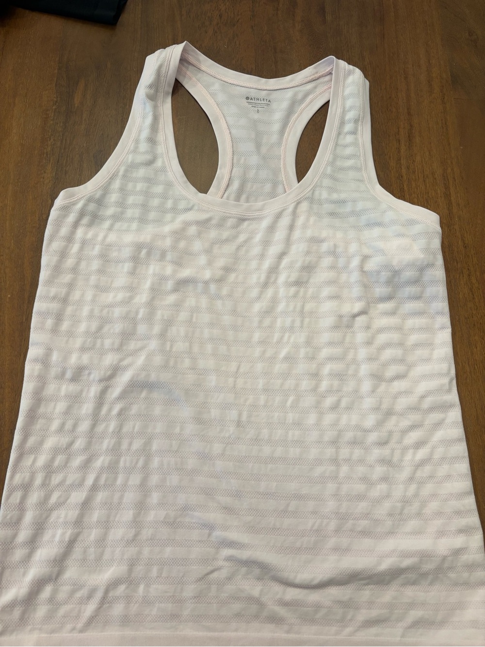 Athleta Pale Pink Racerback Tank Top with Subtle Stripe Texture
